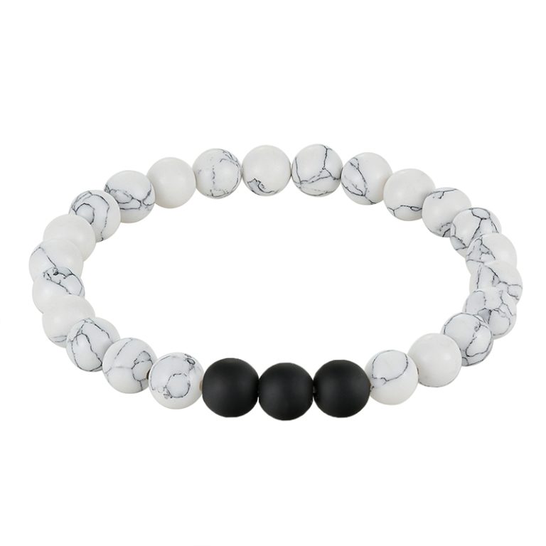 Kralen armband Heren Howliet Agaat Wit Zwart