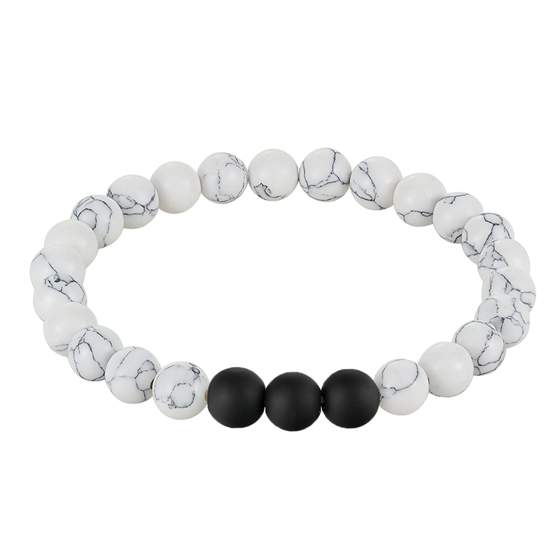 Kralen armband Heren Howliet Agaat Wit Zwart
