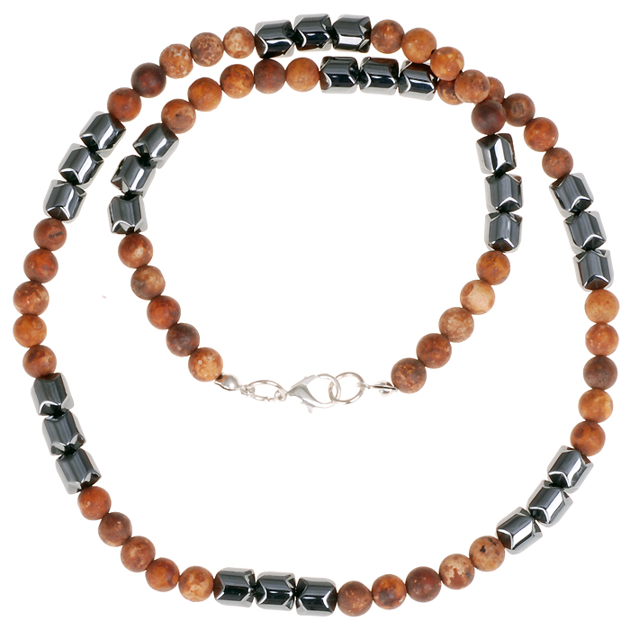 Kralenketting heren Bruin natuursteen en Hematiet