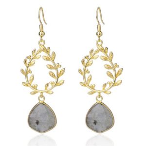 Laurelkrans Oorbellen Deja Jewels – Goudkleurig en Labradoriet