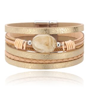 Layered Armband Vintage met Steen – Champagne