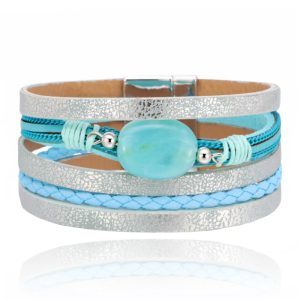 Layered Armband Vintage met Steen – Lichtblauw