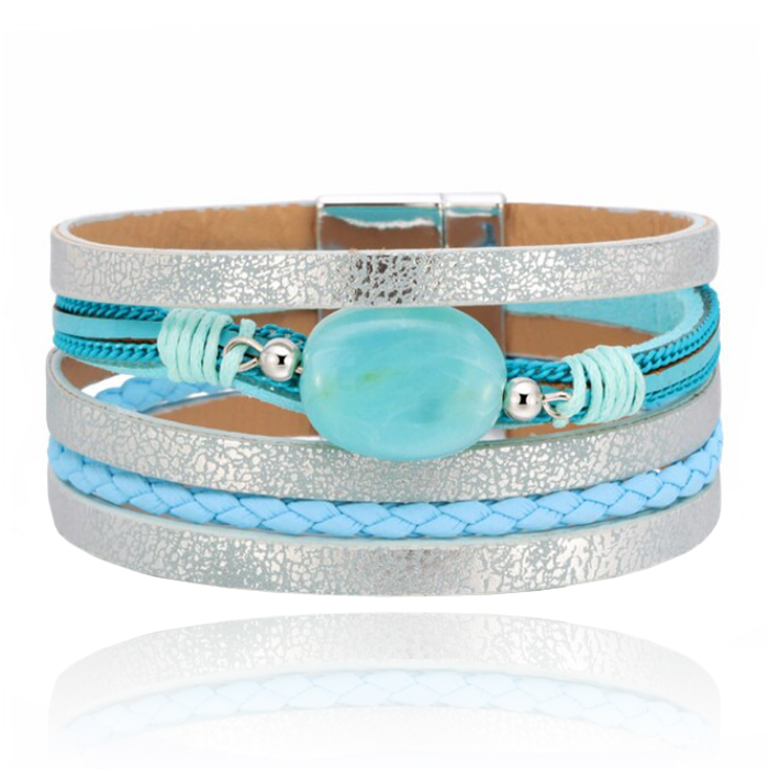 Layered Armband Vintage met Steen – Lichtblauw