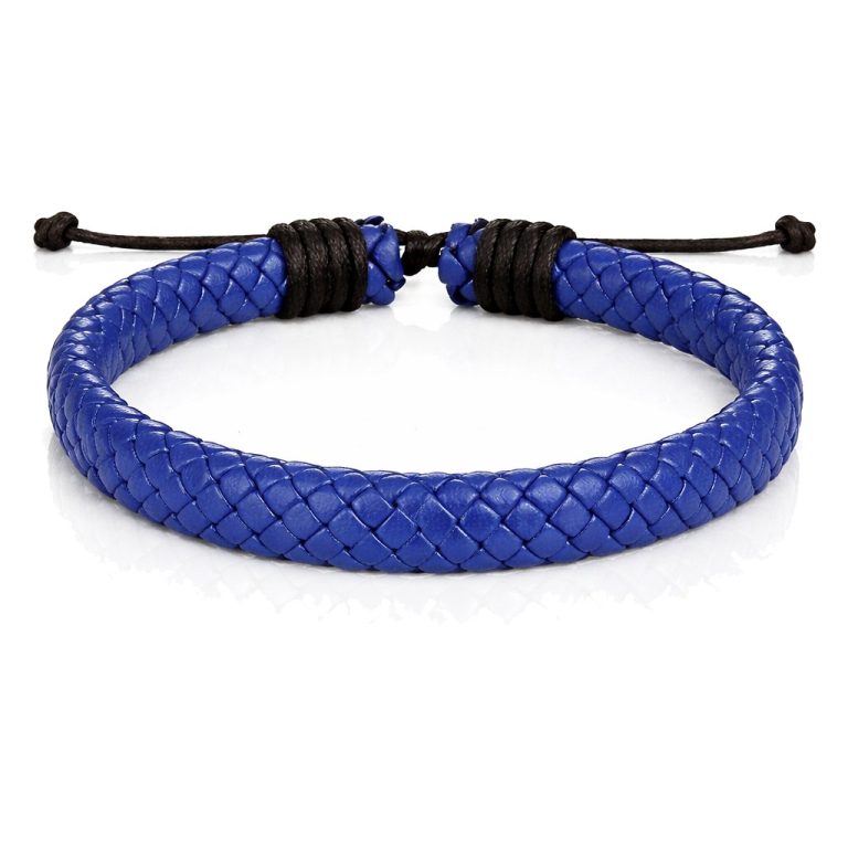 Leren armband Heren Blauw Verstelbaar Gevlochten leer