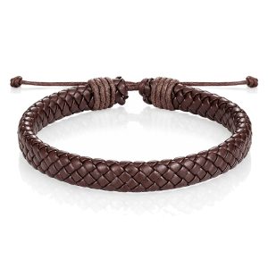 Leren armband Heren Bruin Verstelbaar Gevlochten leer