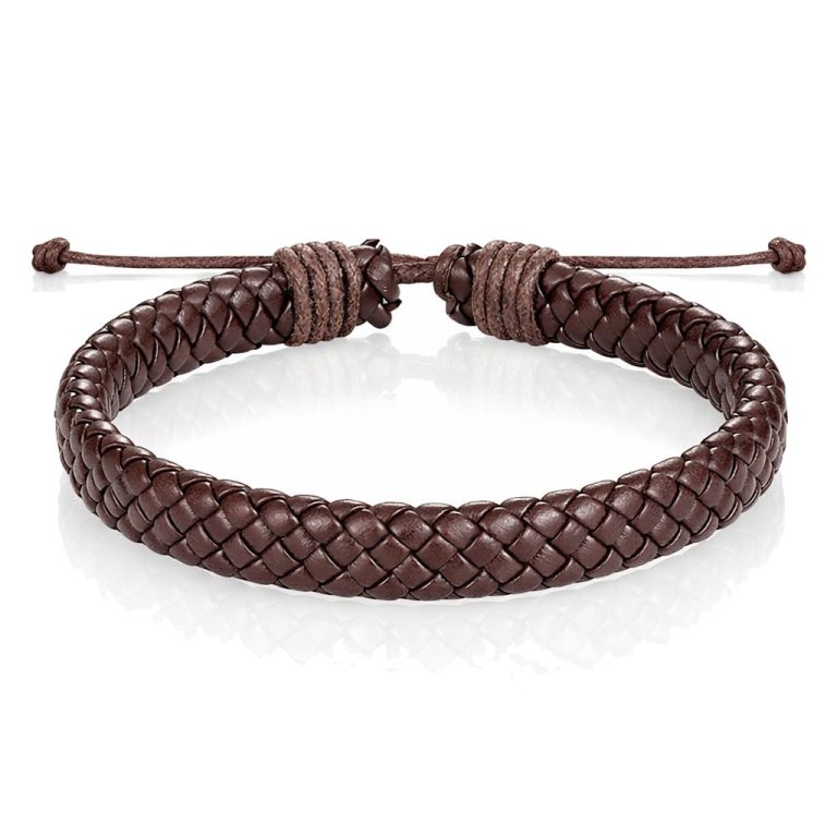 Leren armband Heren Bruin Verstelbaar Gevlochten leer