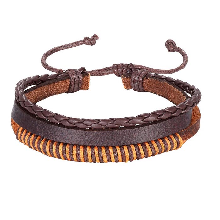 Leren armband Heren Verstelbaar Touw Bruin
