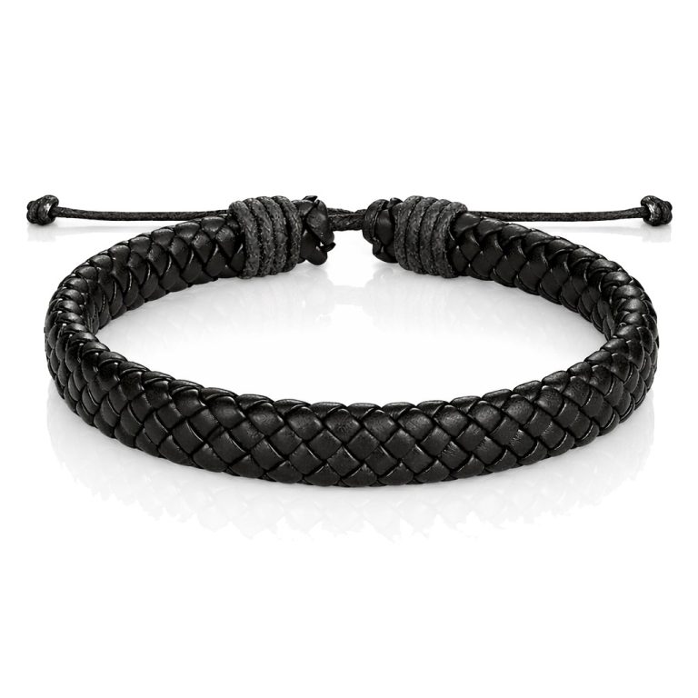 Leren armband Heren Zwart Verstelbaar Gevlochten leer