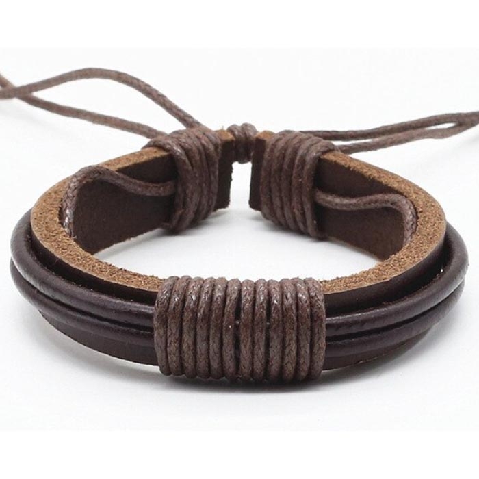 Leren armband LGT Jewels Verstelbaar Touw Bruin