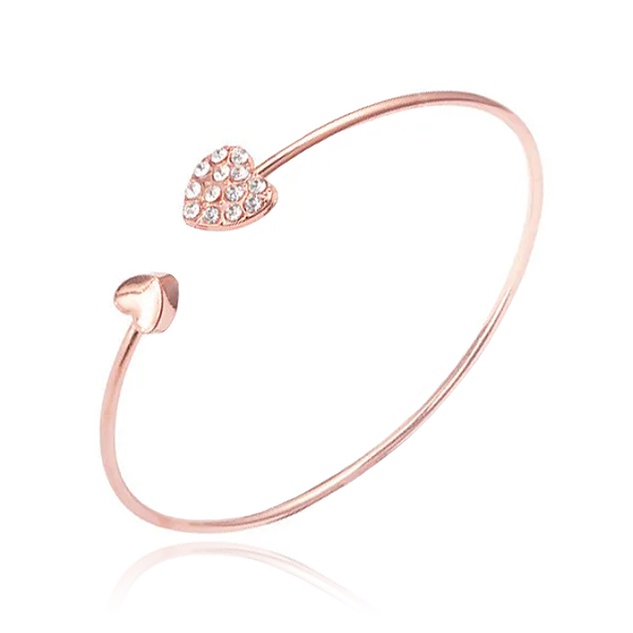 LGT JWLS Bangle Armband met Harten – Rose Gouden Coating