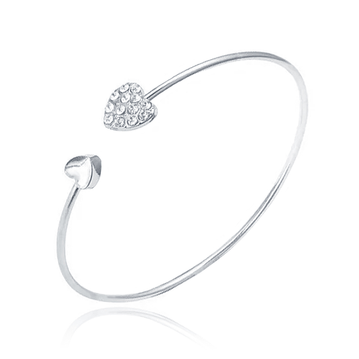 LGT JWLS Bangle Armband met Harten – Zilveren Coating