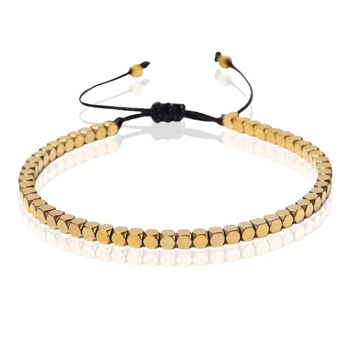 LGT JWLS Dames Armband – 4mm Cube Goudkleurig