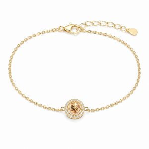LGT JWLS Goudkleurige Dames Armband met Champagnekleurige Zirkonia