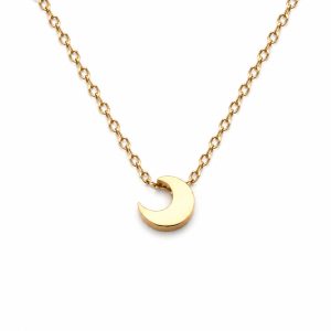 LGT JWLS Goudkleurige Dames Ketting met Gladde Halve Maan Hanger