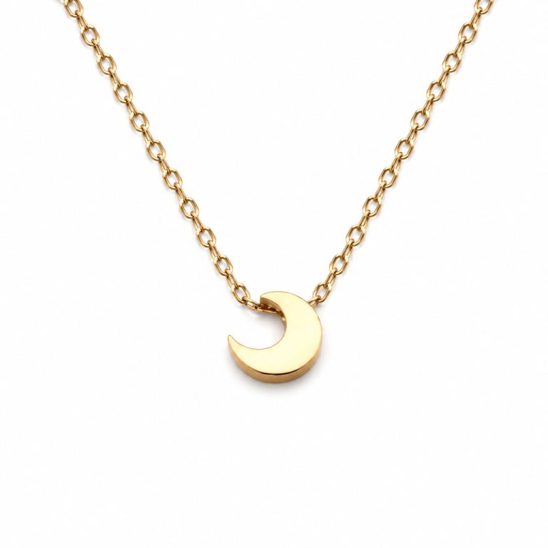 LGT JWLS Goudkleurige Dames Ketting met Gladde Halve Maan Hanger