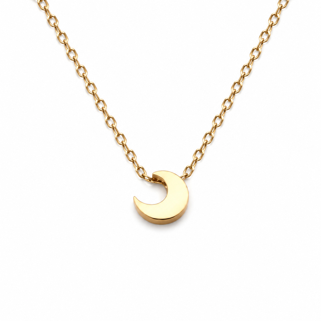 LGT JWLS Goudkleurige Dames Ketting met Gladde Halve Maan Hanger