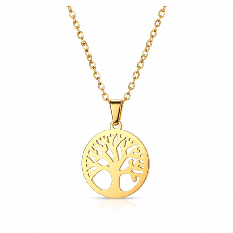 LGT JWLS Goudkleurige Dames Ketting met Levensboom Hanger