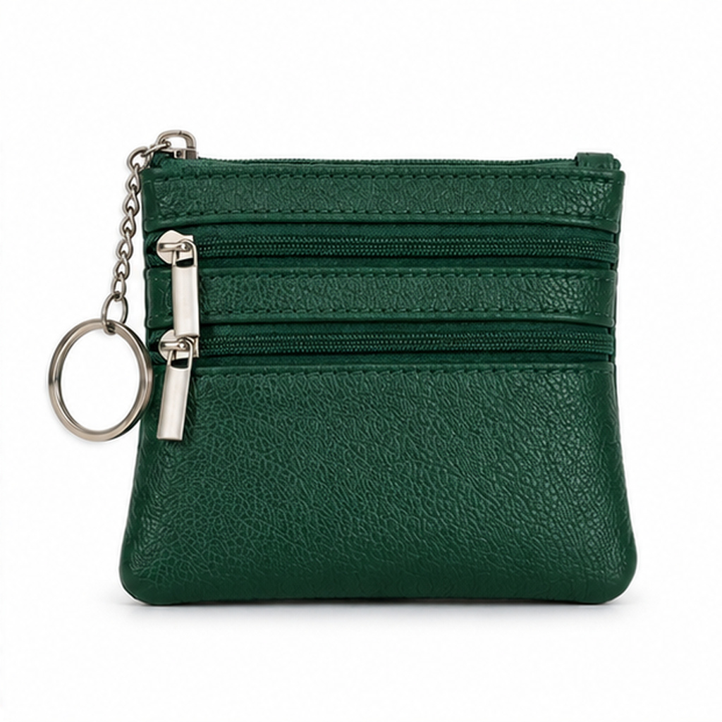 LGT JWLS Groene Kleine Dames Portemonnee met Ritsen en Sleutelring