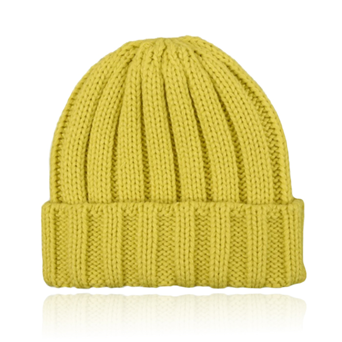 LGT JWLS Grofgebreide Dames Beanie met Omslagrand – Geel