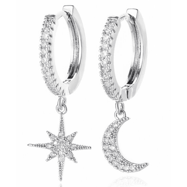 LGT JWLS Oorringen met Ster en Maan Hanger – Star Moon Silver
