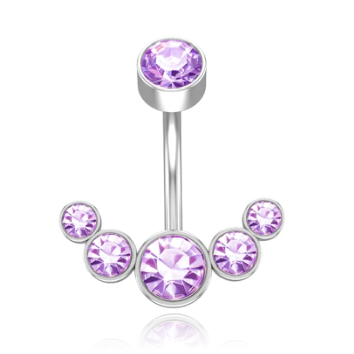 LGT JWLS Piercing in Anker vorm – Paars Kristal & Zilver