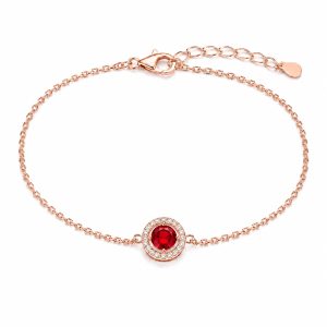 LGT JWLS Rosegoudkleurige Dames Armband met Rode Zirkonia