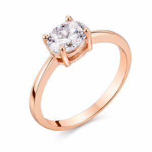 LGT JWLS Rosegoudkleurige Damesring met Solitair Geplaatste Ronde Zirkonia – 19mm