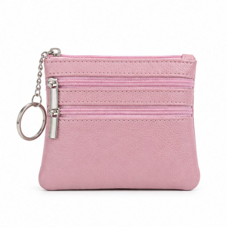 LGT JWLS Roze Kleine Dames Portemonnee met Ritsen en Sleutelring