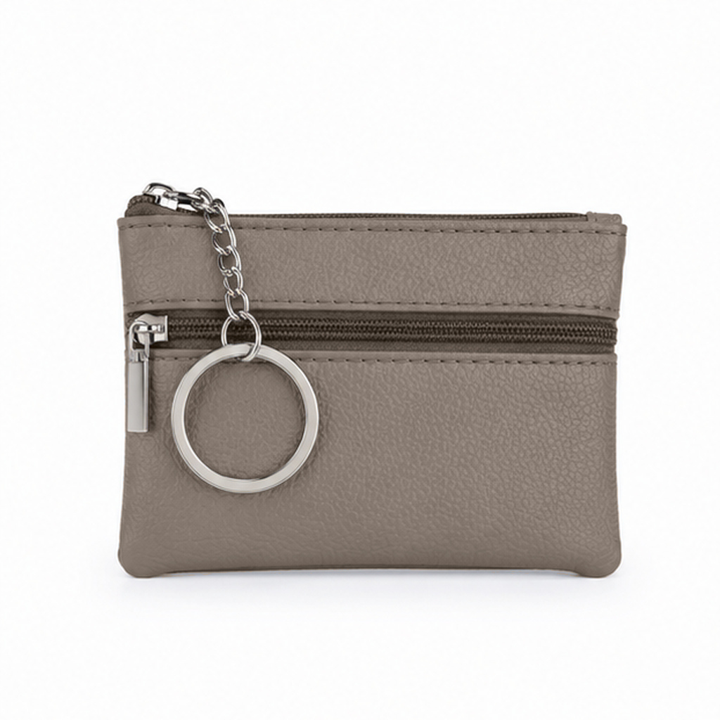 LGT JWLS Taupe Dames Mini Portemonnee van PU Leer met Rits en Sleutelring