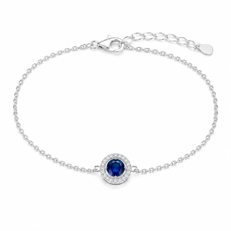 LGT JWLS Zilverkleurige Dames Armband met Blauwe Zirkonia