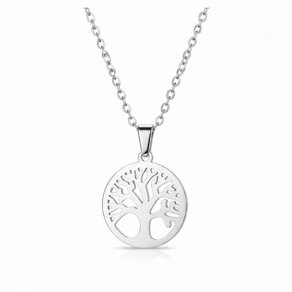 LGT JWLS Zilverkleurige Dames Ketting met Levensboom Hanger