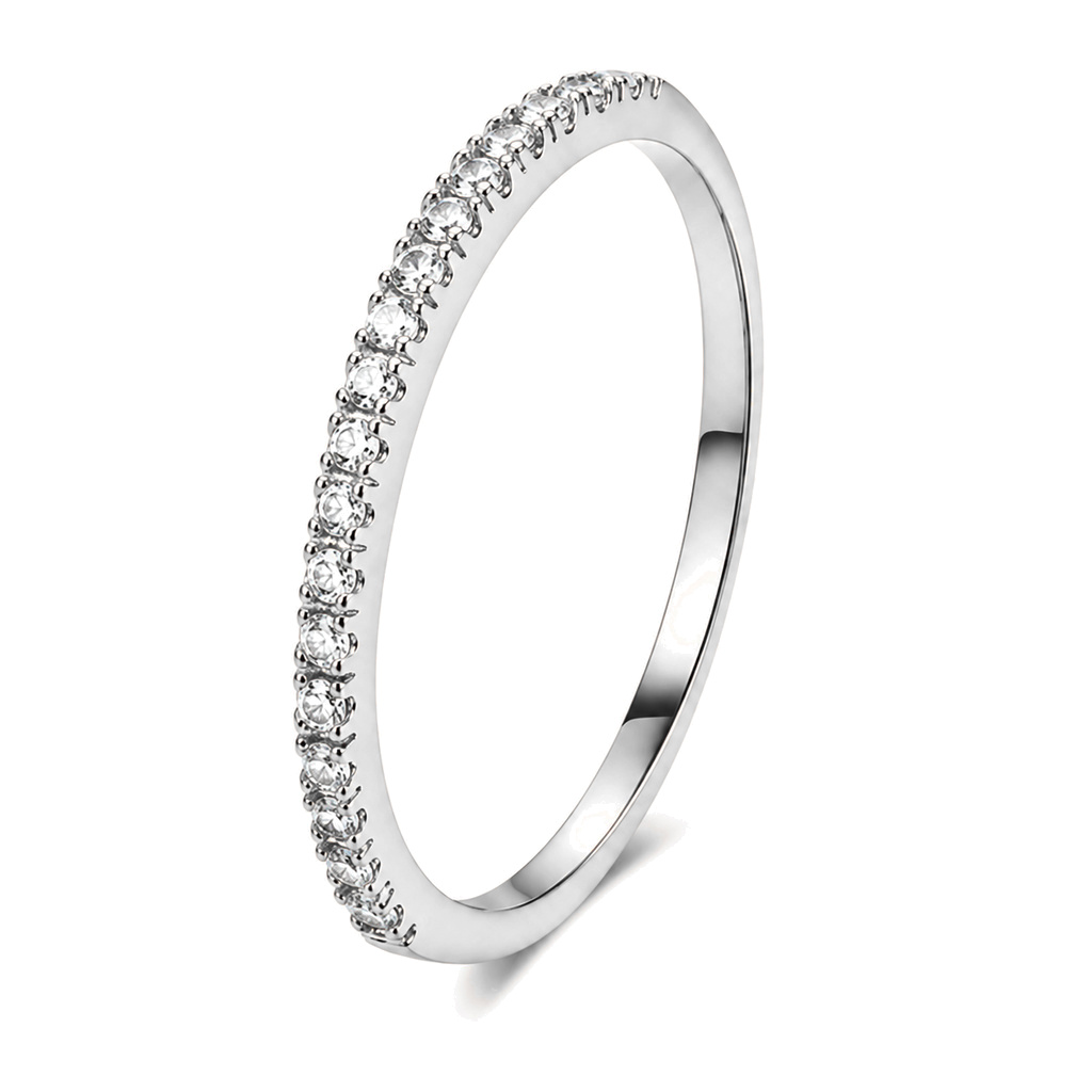 LGT JWLS Zilverkleurige Smalle Damesring met Rij Zirkonia – 18mm