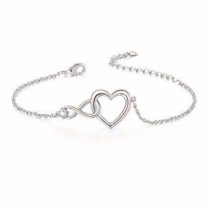 LGT JWLS Zilverkleurige Verstelbare Dames Armband met Hart, Infinitysymbool en Witte Zirkonia