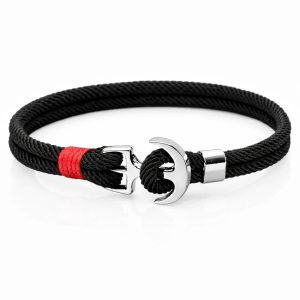 LGT Jewels Anker armband heren Touw Zwart