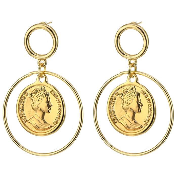 LGT Jewels Cirkelvormige Damesoorbellen met Interne Munt Goudkleurig