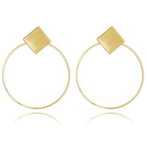 LGT Jewels Cirkelvormige Damesoorbellen met Rhombus Zilver