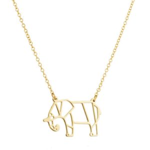 LGT Jewels Dames ketting Origami elephant Goudkleurig