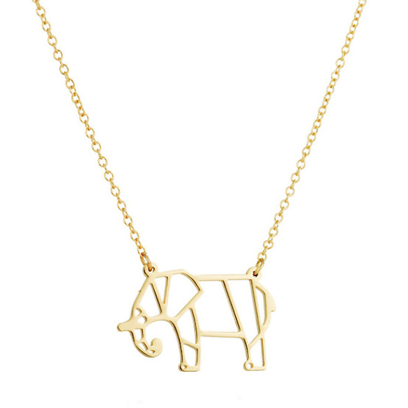 LGT Jewels Dames ketting Origami elephant Goudkleurig