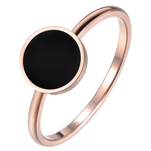 LGT Jewels Dames ring Edelstaal Rose Zwart Acryl-17mm