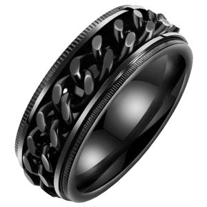 LGT Jewels edelstaal heren ring Cuban Link Zwart-19mm