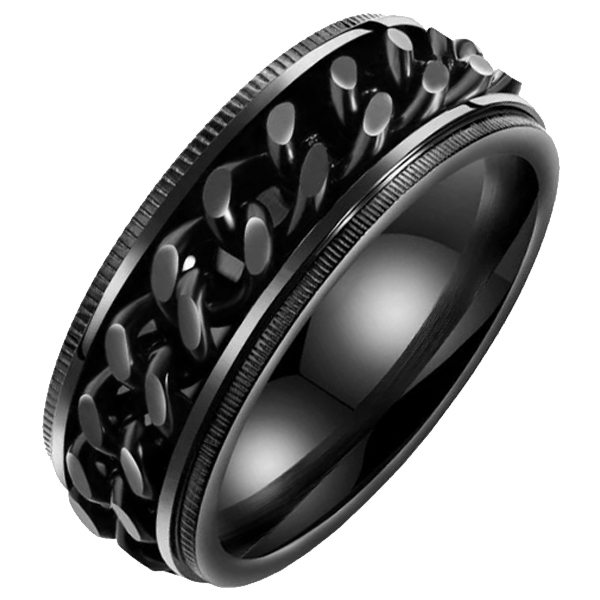 LGT Jewels edelstaal heren ring Cuban Link Zwart-19mm