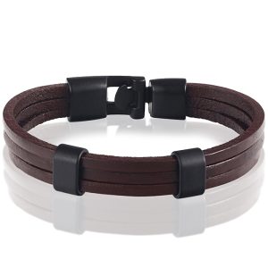 LGT Jewels heren armband Bruin leer Schuifgesp – 20cm