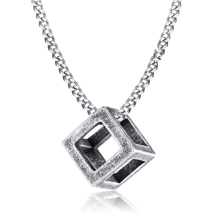 LGT Jewels heren ketting Edelstaal Kubus Vintage