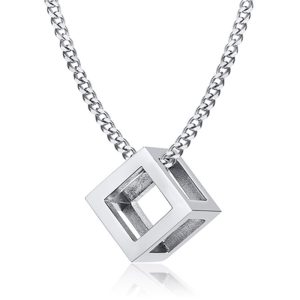 LGT Jewels heren ketting Edelstaal Kubus Zilverkleurig