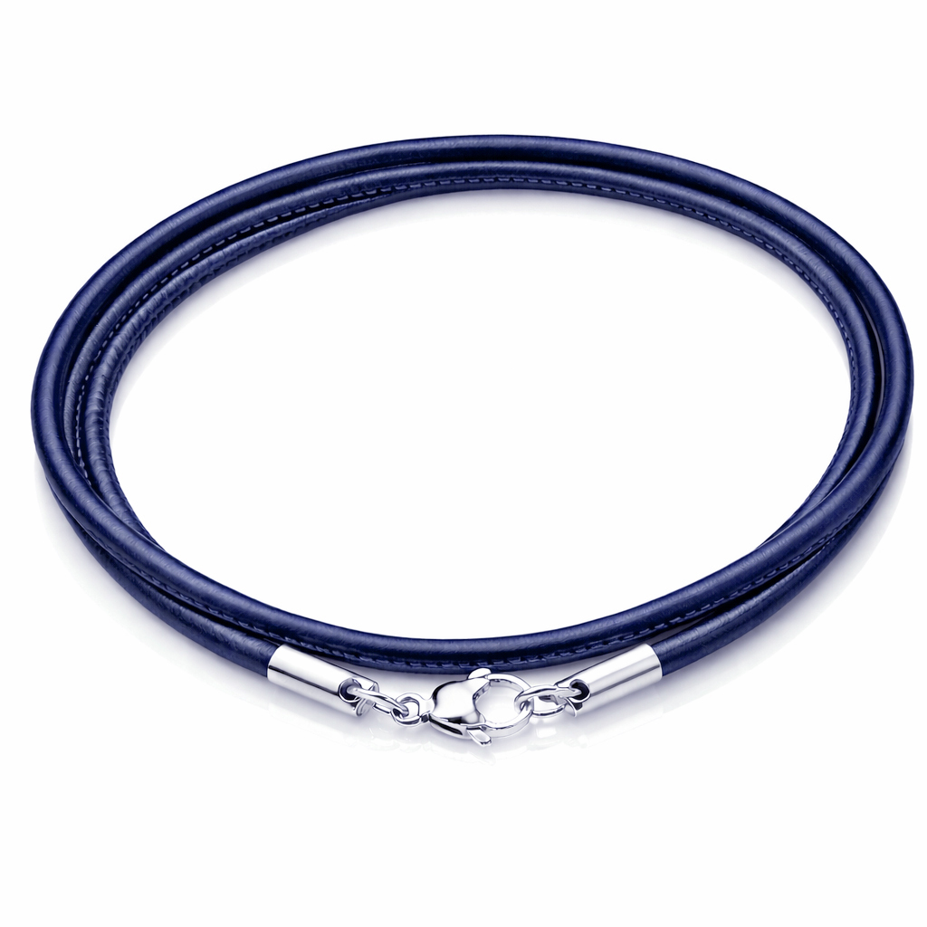 LGT Jewels leren koord ketting blauw 2mm-60cm