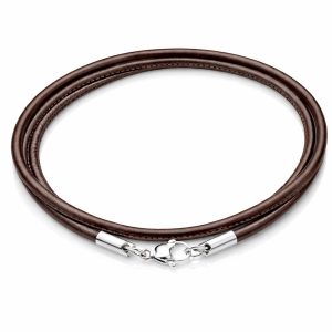 LGT Jewels leren koord ketting bruin 2mm-50cm
