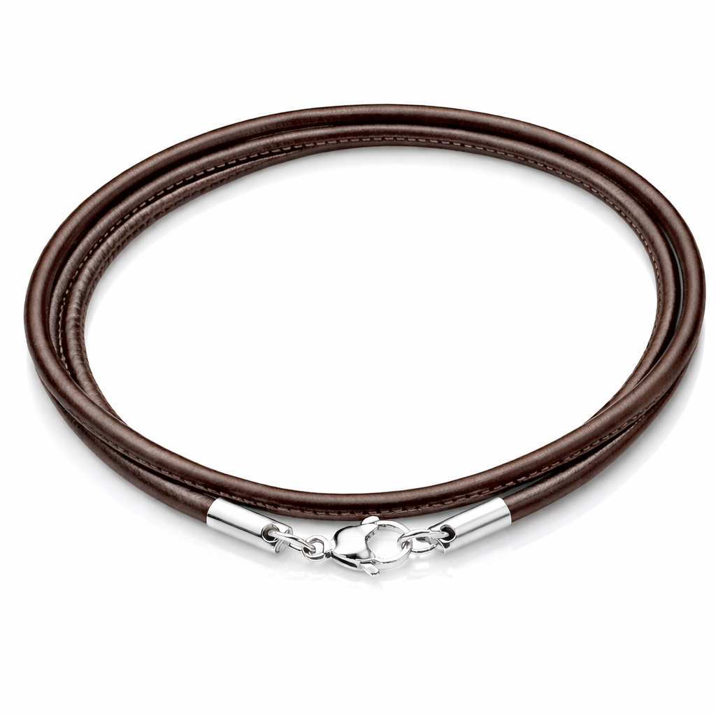 LGT Jewels leren koord ketting bruin 3mm-50cm