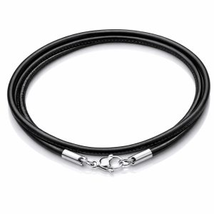 LGT Jewels leren koord ketting zwart 3mm-70cm