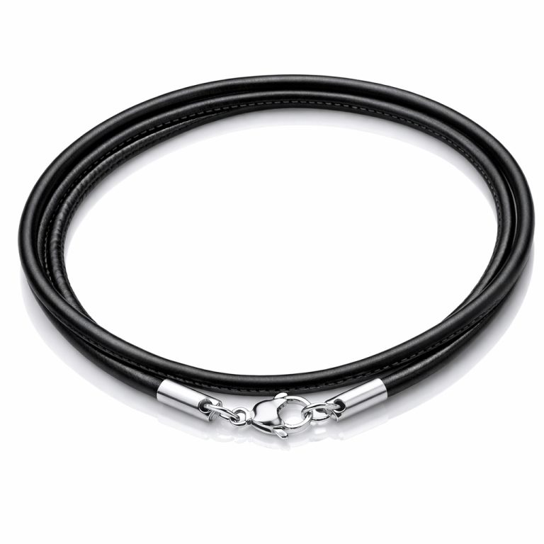 LGT Jewels leren koord ketting zwart 3mm-60cm
