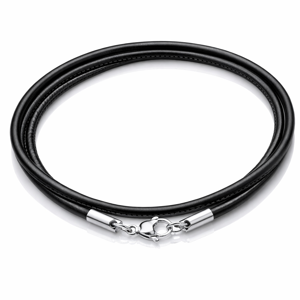LGT Jewels leren koord ketting zwart 3mm-60cm